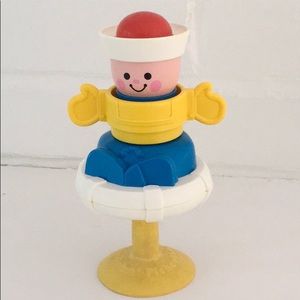 Vintage Classic Fischer Price Little People Sailor Suction Toy-1984 Era